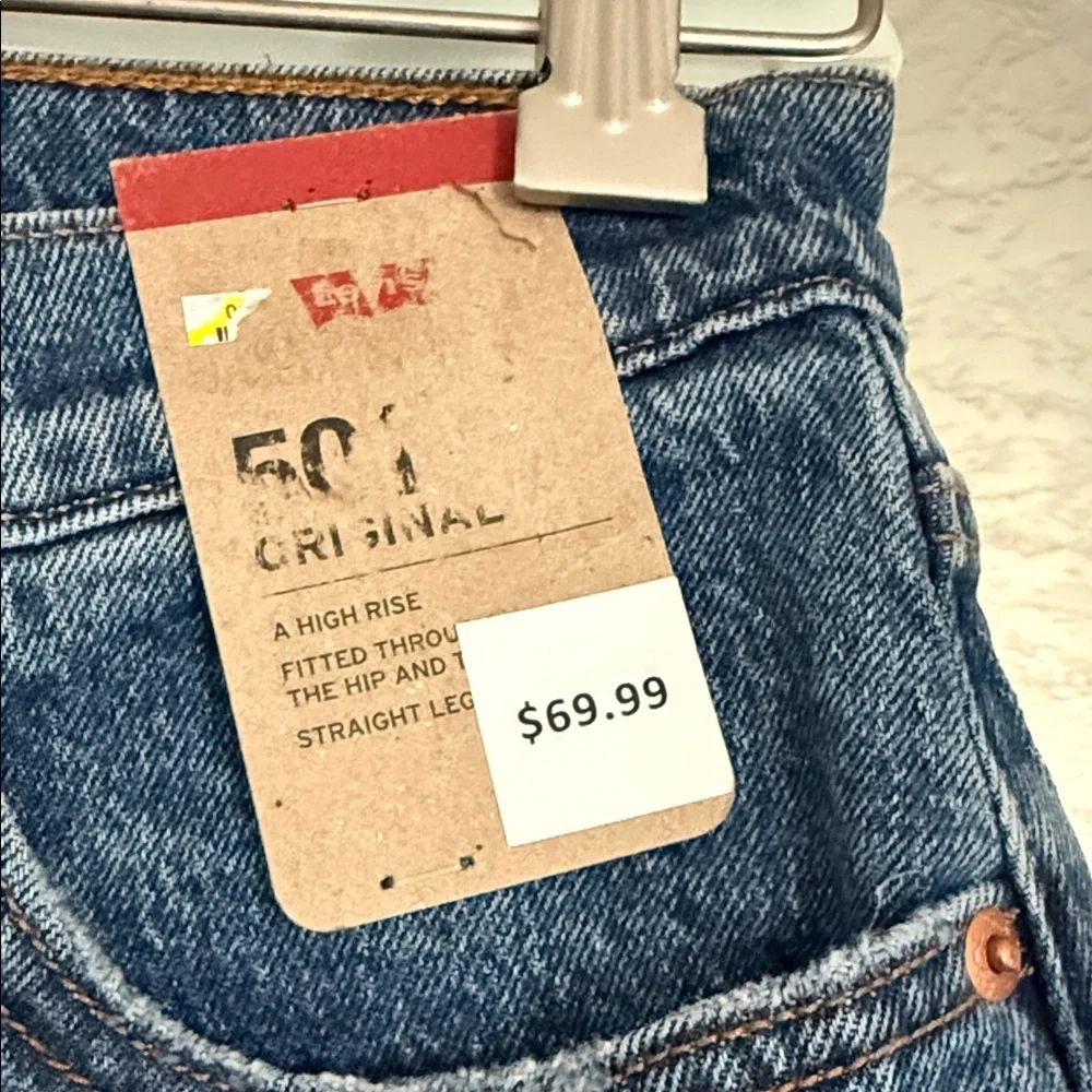 Levi's Women's High-Rise 501 Jeans Salsa Midweight Denim Straight Leg Fly Button